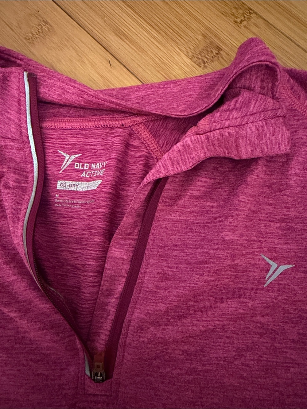 Old Navy Hot Pink Heather Quarter-Zip Long Sleeve Top - Picture 2 of 3